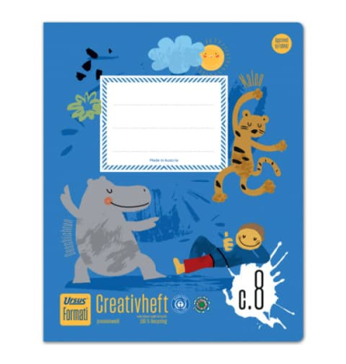 Kreativheft 060541048, blanko / Lineatur C8, Quart 19,5x24cm, 100g, blau, 20 Blatt / 40 Seiten