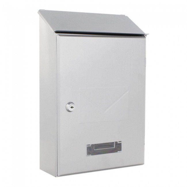 9006071000230 - Briefkasten Pisa silber – Stahl seitlicher Türanschlag abschrägte Klappe 9006071000230 - Briefkasten Pisa silber – Stahl seitlicher Türanschlag abschrägte Klappe