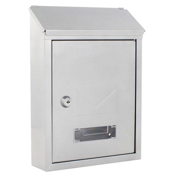 9006071000391 - Briefkasten Udine silber – Stahl rückseitiger Einwurf Namensschild 9006071000391 - Briefkasten Udine silber – Stahl rückseitiger Einwurf Namensschild