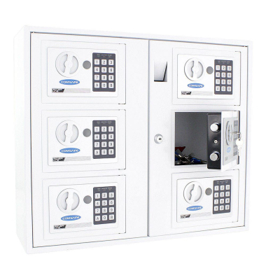 Schlüsseltresor T05380 Keysystem 6 14kg weiß mit Elektronik- und Standardschloss Stahlblech