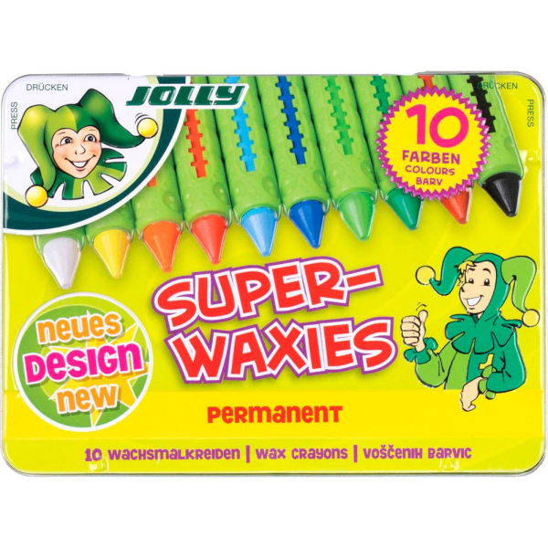 9014400030919 - Wachsmalkreide Superwaxies 5955-0015 10er Etui farbig sortiert rund 10x93mm in Schiebehülse 9014400030919 10 Stück