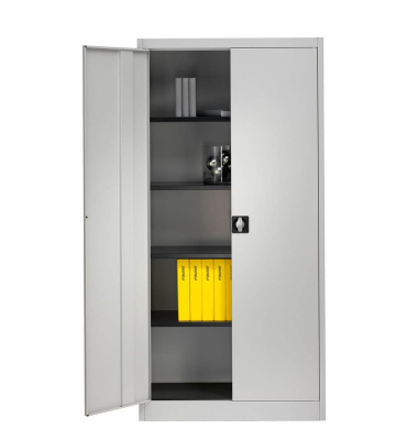 Aktenschrank entero BF6 - 7035/7035, Stahl abschließbar, 5 OH, 95 x 195 x 60 cm, lichtgrau