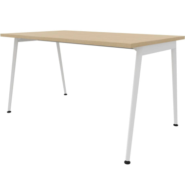 Schreibtisch X3, 75cm (H), 140x80cm (BxT), rechteckig, eiche / weiß