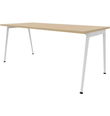 Schreibtisch X3, 75cm (H), 180x80cm (BxT), rechteckig, eiche / weiß