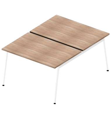 Doppelschreibtisch ohne X3AE8120/2WTS, 75cm (H), 120x164cm (BxT), rechteckig, ulme / weiß