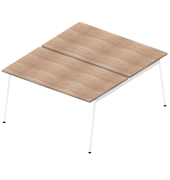 Doppelschreibtisch ohne X3AE8140/2WTS, 75cm (H), 140x164cm (BxT), rechteckig, ulme / weiß