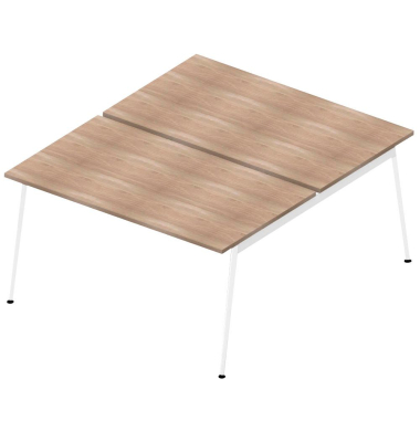 Doppelschreibtisch ohne X3AE8140/2WTS, 75cm (H), 140x164cm (BxT), rechteckig, ulme / weiß