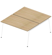 Doppelschreibtisch ohne X3AE8140/3DJF, 75cm (H), 140x164cm (BxT), rechteckig, eiche hell / weiß