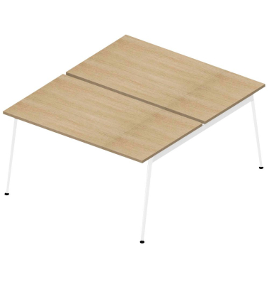 Doppelschreibtisch ohne X3AE8140/3DJF, 75cm (H), 140x164cm (BxT), rechteckig, eiche hell / weiß