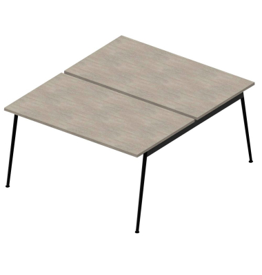 Doppelschreibtisch ohne X3AE8140/35NI, 75cm (H), 140x164cm (BxT), rechteckig, beton / dunkelgrau