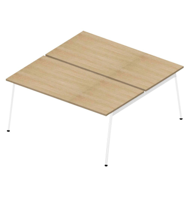 Doppelschreibtisch ohne X3AE8160/3DJF, 75cm (H), 160x164cm (BxT), rechteckig, eiche hell / weiß