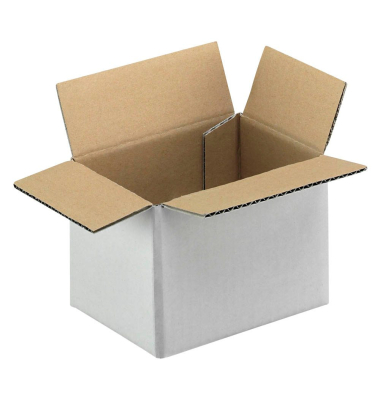 Faltkartons 597187 weiß, bis DIN A7+, innen 150x100x100mm, Wellpappe 1-wellig
