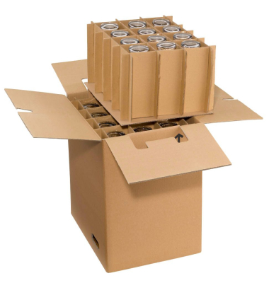 Gläserkarton 803726 braun, für 30kg Gläser, innen 435x340x475mm, Wellpappe 2-wellig