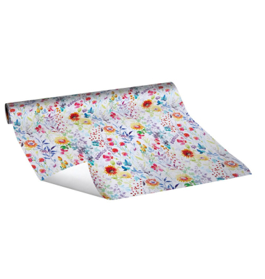 Geschenkpapier Blooms 509090, blumenwiese, 50cm x 20m, weiß/gelb/grün/blau