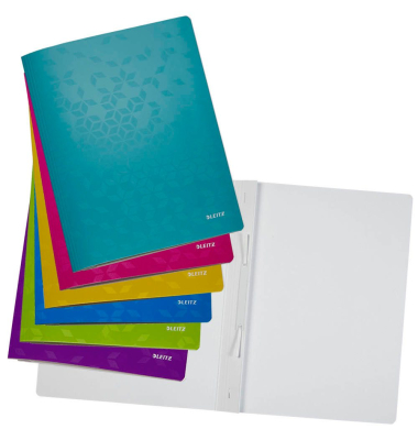 Schnellhefter WOW 3001-10-99, A4, weiß/gelb/pink/grün/blau/eisblau/violett, Karton, 300g, Vorderdeckel opak