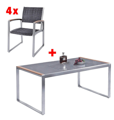 Sitzgruppe Ava grau 305265-4 Tisch + 4 Stühle