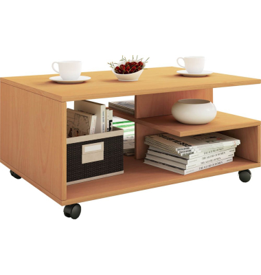 Couchtisch Stango, 40cm (H), 80x50cm (BxT), rechteckig, buche / buche
