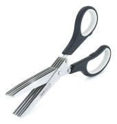 Kräuterschere Kräuter-/Papierschredder, Edelstahl, rostfrei, 20cm, schwarz-grau