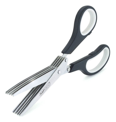 Kräuterschere Kräuter-/Papierschredder, Edelstahl, rostfrei, 20cm, schwarz-grau
