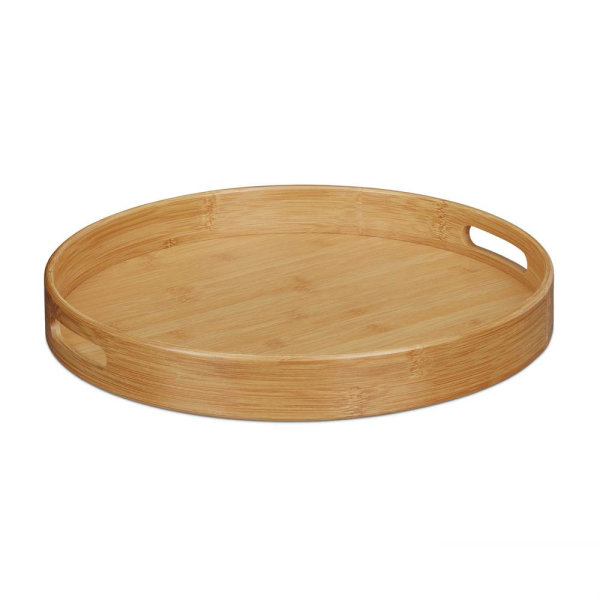 4052025202354 - Serviertablett Bambus rund erhöhter Rand Gastrotablett Grifflöcher HxBxT 5 x 385 x 385 cm Holz natur - Relaxdays 4052025202354 - Serviertablett Bambus rund erhöhter Rand Gastrotablett Grifflöcher HxBxT 5 x 385 x 385 cm Holz natur - Relaxdays