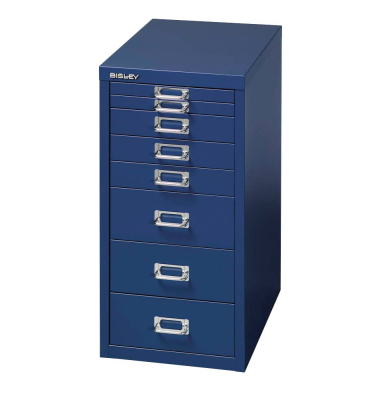 Schubladenschrank MultiDrawer™ 29er Serie L298839, Stahl, 8 Schubladen (Vollauszug), A4, 27,9 x 59 x 38 cm, blau