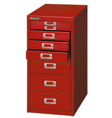 Schubladenschrank MultiDrawer™ 29er Serie L298870, Stahl, 8 Schubladen (Vollauszug), A4, 27,9 x 59 x 38 cm, rot
