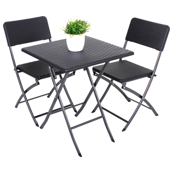 4041908096807 - 3tlg Balkon Set Garten Tisch Stuhl Klapptisch Klappstuhl Stühle Rattan Optik 4041908096807 - 3tlg Balkon Set Garten Tisch Stuhl Klapptisch Klappstuhl Stühle Rattan Optik