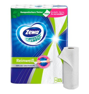 Küchenrollen Wisch&Weg Reinweiß 43227 2-lagig weiß Rolle à 45 Blatt