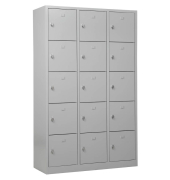 Schließfachschrank 106977, Metall, 3 Abteile mit 15 Fächern, abschließbar (Schloss separat erhältlich), 119x190cm (BxH), lic