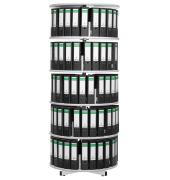 Ordnerdrehsäule 100356 hellgrau, 5 Etagen, 120 Ordner, 200x80cm (HxØ)