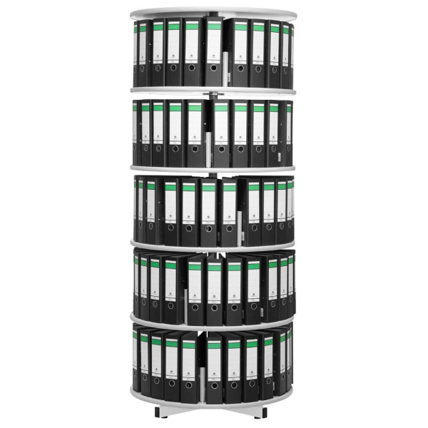 4260090179079 - Ordnerdrehsäule 100356 hellgrau 5 Etagen bis zu 120 Ordner 200x80cm (HxØ) 4260090179079 Gürkan