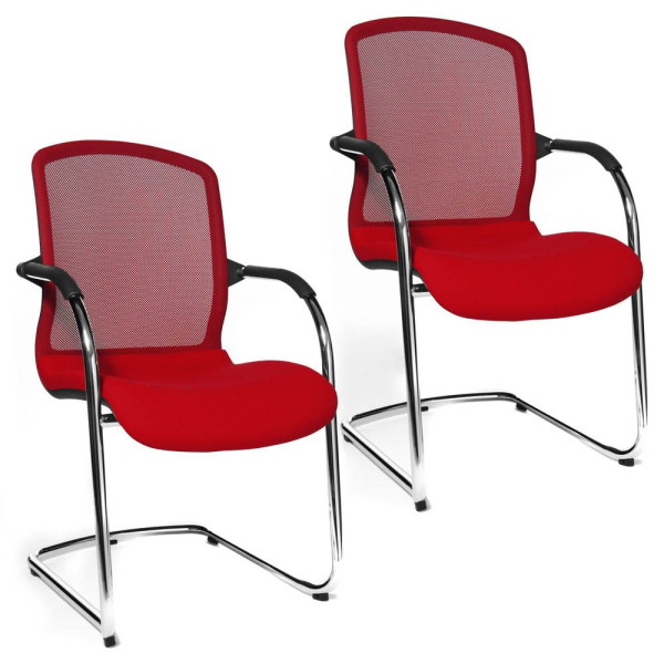 4014296074993 - OPEN CHAIR - der Design-Besucherstuhl Freischwinger mit Netzrücken VE 2 Stk rot 4014296074993 - OPEN CHAIR - der Design-Besucherstuhl Freischwinger mit Netzrücken VE 2 Stk rot