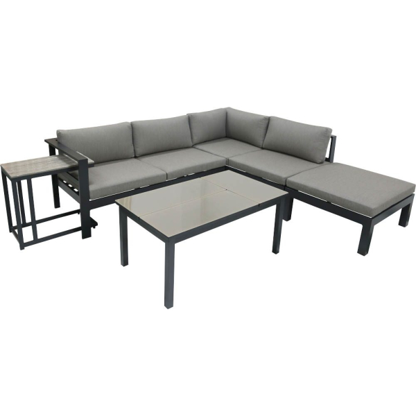 4041908109118 - 5tlg Alu Lounge Eckgruppe Garten Sitzgruppe Terrasse Tisch Sofa Couch grau 4041908109118 - 5tlg Alu Lounge Eckgruppe Garten Sitzgruppe Terrasse Tisch Sofa Couch grau