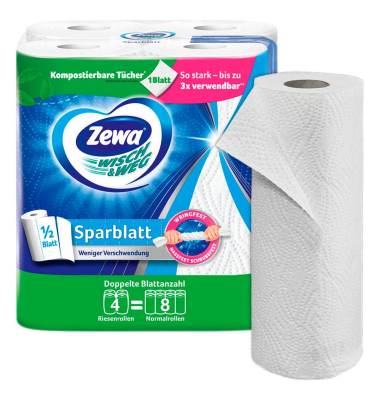 Küchenrollen Wisch&Weg Sparblatt 29715 2-lagig weiß Rolle à 148 Blatt