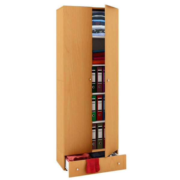 4051814352010 - Holz Kleiderschrank 5 Fächer mit Schublade 2 Drehtüren Maße ca B 70 x H 196 x T 40 cm – Vandol S 4051814352010 - Holz Kleiderschrank 5 Fächer mit Schublade 2 Drehtüren Maße ca B 70 x H 196 x T 40 cm – Vandol S