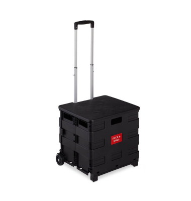 Einkaufstrolley 10031420_46, max. BeLiterastbarkeit bis ca. 35kg mit Deckel, außen 990x450x380mm, Kunststoff, Aluminium schwarz