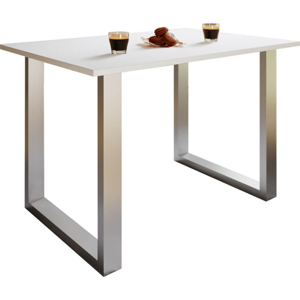 4051814402999 - Premium Esszimmertisch Esstisch Tisch Xona U Silber (Farbe Weiß 140 x 80 cm) 4051814402999 - Premium Esszimmertisch Esstisch Tisch Xona U Silber (Farbe Weiß 140 x 80 cm)