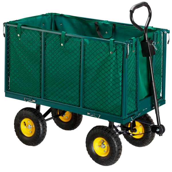 4052025260736 - Relaxdays Gartenwagen großer Bollerwagen mit klappabren Seitenteilen herausnehmbare Plane mit Griffen bis 500kg grün 4052025260736 - Relaxdays Gartenwagen großer Bollerwagen mit klappabren Seitenteilen herausnehmbare Plane mit Griffen bis 500kg grün