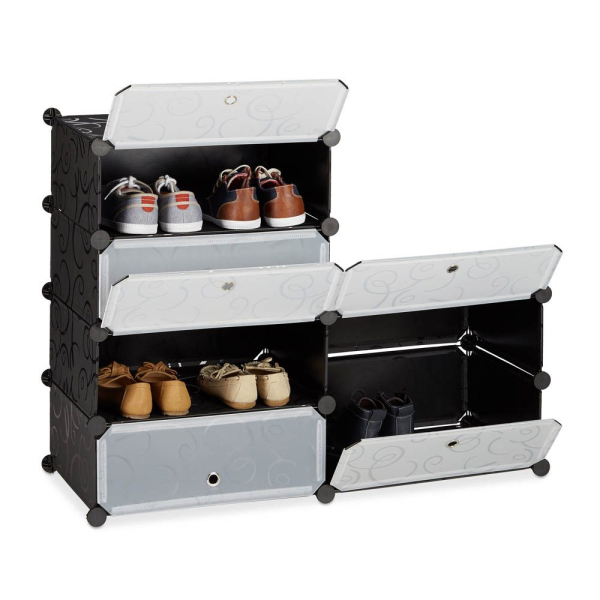4052025956387 - Schuhschrank Kunststoff Schuhregal geschlossen Regalsystem 6 Fächer h x b x t 107 x 49 x 37 cm schwarz - Relaxdays 4052025956387 - Schuhschrank Kunststoff Schuhregal geschlossen Regalsystem 6 Fächer h x b x t 107 x 49 x 37 cm schwarz - Relaxdays
