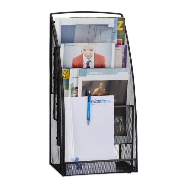4052025952990 - Magazinständer Metall groß 4 Fächer Zeitungsständer modern Büro Wartebereich hbt 60x30x22 cm schwarz - Relaxdays 4052025952990 - Magazinständer Metall groß 4 Fächer Zeitungsständer modern Büro Wartebereich hbt 60x30x22 cm schwarz - Relaxdays