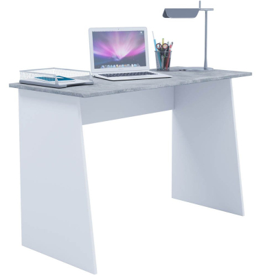Schreibtisch Masola Maxi, 74cm (H), 110x50cm (BxT), rechteckig, beton / weiß
