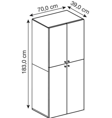 Aktenschrank XXL, 914113 weiß 4 Fachböden 70,0 x 40,0 x 178,0 cm