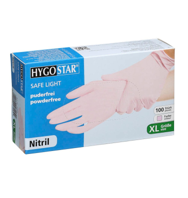 Einweghandschuhe Hygostar Safe Light, Nitril, lebensmittelecht, pink, Größe 10 / XL,