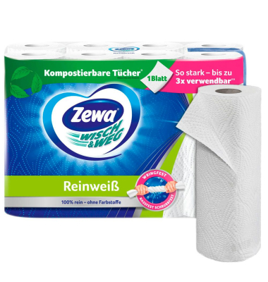 Küchenrollen Wisch&Weg Reinweiß 43221 2-lagig weiß Rolle à 45 Blatt