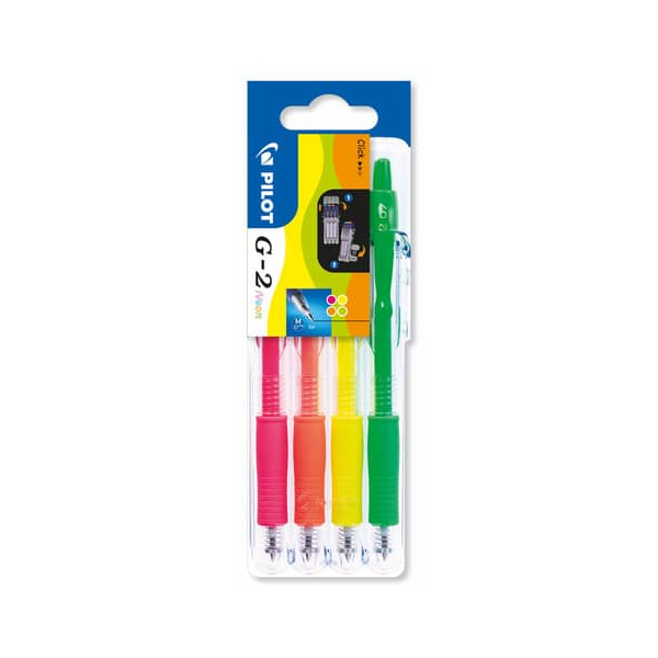 12 Stück Pilot Gelschreiber G2-7 Etui - 0,4 mm neon sortiert 3131910551669 Pilot 4 Stück