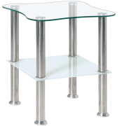 Beistelltisch 33310, 47cm (H), 40x40cm (BxT), quadratisch, glasklar / silber