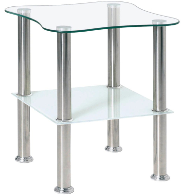 Beistelltisch 33310, 47cm (H), 40x40cm (BxT), quadratisch, glasklar / silber