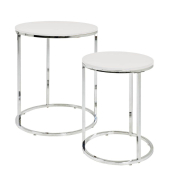 Beistelltisch 33384, 40/50cm (H), 30/40cmx30/40cm (BxT), rund, weiß / chrom