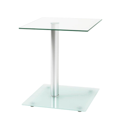 Beistelltisch 33705, 52cm (H), 40x40cm (BxT), rechteckig, glasklar / silber
