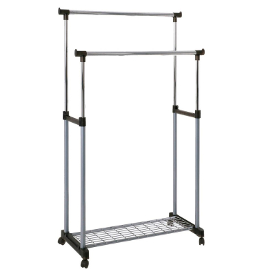 Rollgarderobe 44832 silber Metall 95,0 x 95,0-170,0 cm